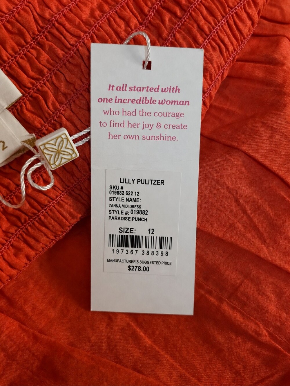 NWT Lilly Pulitzer Zanna Cotton Midi Dress Paradise Punch Size 12 - Picture 9 of 9